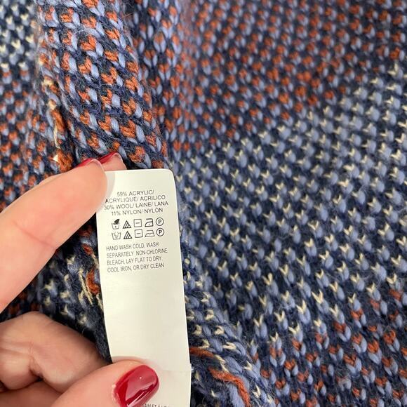 Lucky Brand Cardigan Womens Small Blue Long Duster Ikat Wool Blend Boho Western - Picture 7 of 7